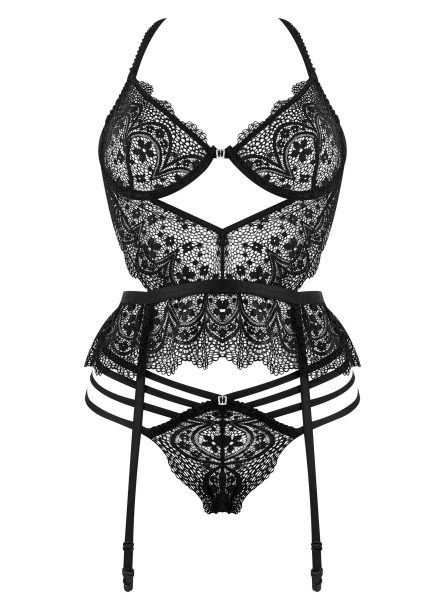 CORPETE E TANGA LACE TEMPTATION PRETO BEAUTY NIGHT FASHION - Image 9