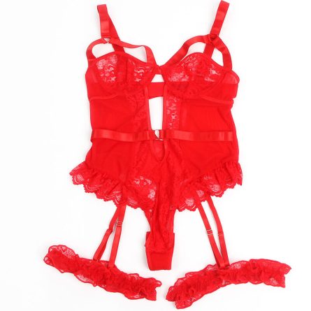 BODY DE RENDA COM CINTO DE LIGAS (VERMELHO) | S/M - Image 3
