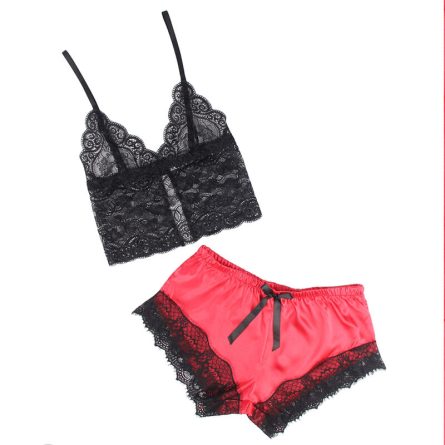 PIJAMA DE CETIM E RENDA 953959 (PRETO / VERMELHO) | L/XL - Image 9