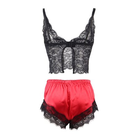 PIJAMA DE CETIM E RENDA 953959 (PRETO / VERMELHO) | L/XL - Image 8