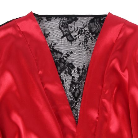 CAMISA DE NOITE COM COSTAS TRANSPARENTES + TANGA (PRETO / VERMELHO) | S/M - Image 5