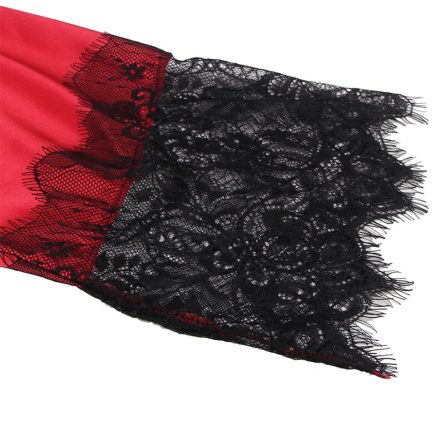 CAMISA DE NOITE COM COSTAS TRANSPARENTES + TANGA (PRETO / VERMELHO) | L/XL - Image 8