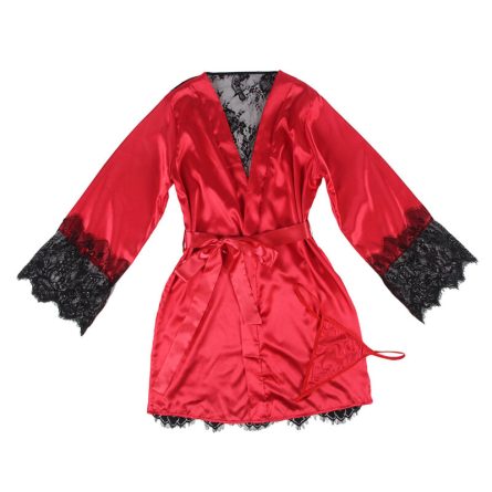 CAMISA DE NOITE COM COSTAS TRANSPARENTES + TANGA (PRETO / VERMELHO) | L/XL - Image 4